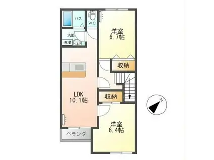 カンタービレ(2LDK/2階)の間取り写真