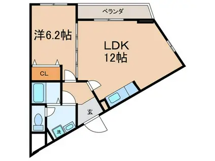 アロッジオ指月(1LDK/2階)の間取り写真