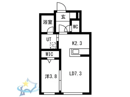ハイヒルズ(1LDK/2階)の間取り写真