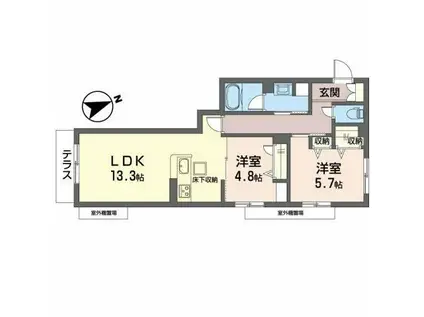 GRANDIR イースト(2LDK/1階)の間取り写真