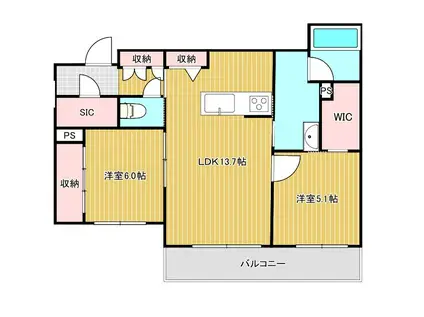 リッツ・リン(2LDK/1階)の間取り写真