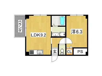 エスタシオン・デ・山科三品(1LDK/2階)の間取り写真