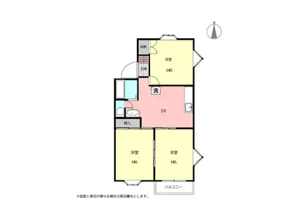 ドミール立川II(3DK/2階)の間取り写真
