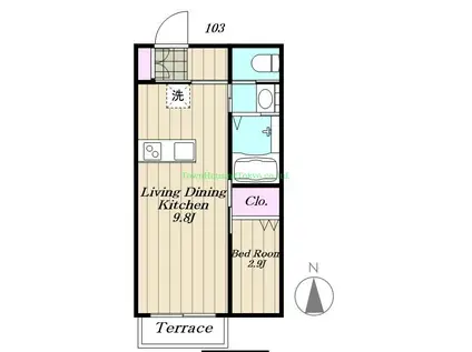 フリーゼA・T(1LDK/1階)の間取り写真