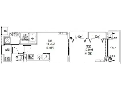 LEAF VILLAGE 新宿若松(1LDK/2階)の間取り写真
