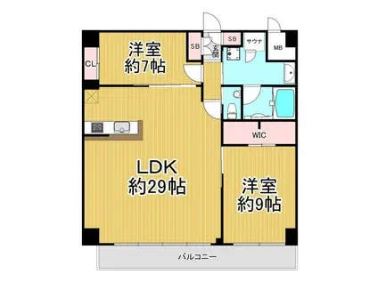 プレジオ西宮北口(2LDK/2階)の間取り写真