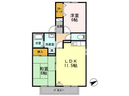 スカイスクレーパーA棟(2LDK/2階)の間取り写真