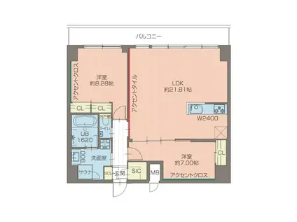 プレジオ西宮北口(2LDK/6階)の間取り写真