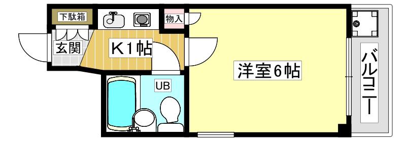 アーバン上甲子園(1K/1階)の間取り写真