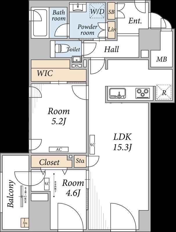 THE MAYFAIR(2LDK/11階)の間取り写真