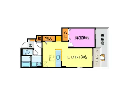 モルトベーネII(1LDK/1階)の間取り写真