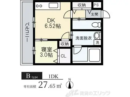 インペリアル京口(1DK/1階)の間取り写真