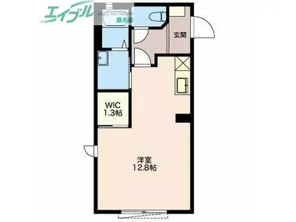 FEELS B棟(ワンルーム/1階)の間取り写真