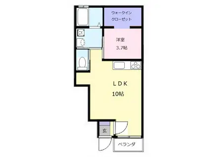 BELL TREE (1LDK/1階)の間取り写真