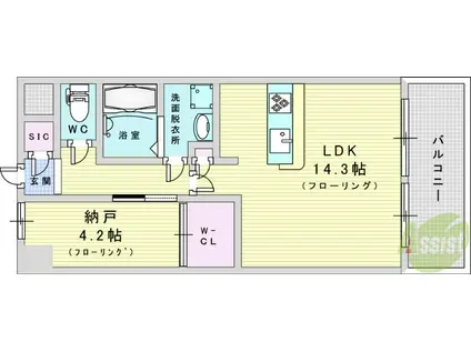 スプランディッド梅田グランノース(1LDK/5階)の間取り写真