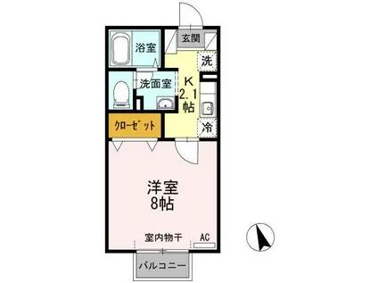 ヴィクトワール(1K/2階)の間取り写真