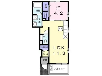 ブリーズ A(1LDK/1階)の間取り写真