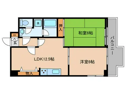 イーエムハウス(2LDK/6階)の間取り写真