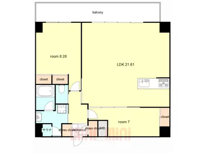 プレジオ西宮北口(2LDK/5階)の間取り写真