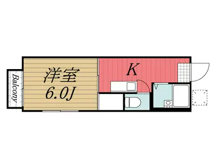 リバーハイツ(1K/2階)の間取り写真