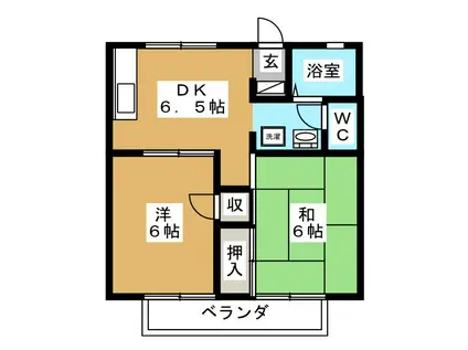 ヤマハハイツ長野I号(2DK/1階)の間取り写真