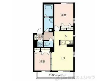 豊川モリハイツ B棟(2LDK/3階)の間取り写真