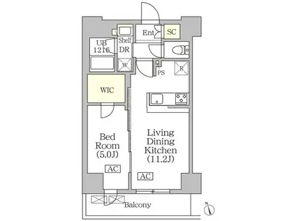 ブリックレジデンス築地明石町(1LDK/7階)の間取り写真