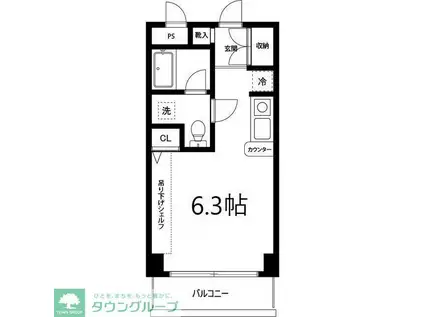 清水ビルフラワーコート(1K/3階)の間取り写真