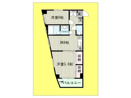 石川ビル(2DK/2階)の間取り写真