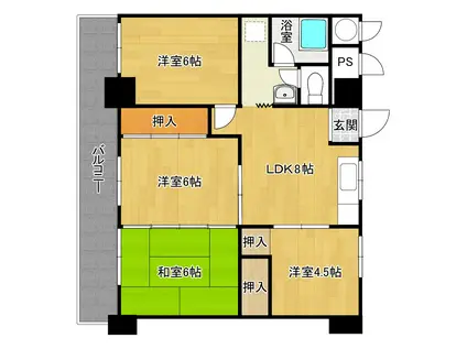 江南町スカイマンション(4LDK/3階)の間取り写真