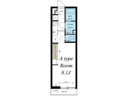 リブリ・ニソル(1K/2階)の間取り写真