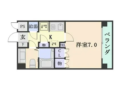 キアーラ御所(1K/3階)の間取り写真