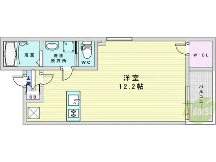 ウェルスクエア豊中本町(ワンルーム/1階)の間取り写真