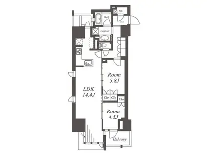 プラウド久屋大通(2LDK/13階)の間取り写真