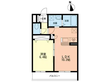 レユシール大船(1LDK/2階)の間取り写真