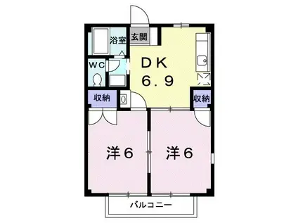 コーポそめはら(2DK/2階)の間取り写真
