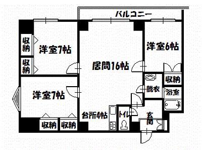 トーワグリーンヒル6条(3LDK/3階)の間取り写真