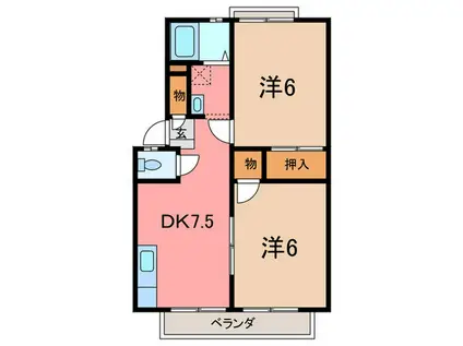 コートビレッジII(2DK/2階)の間取り写真