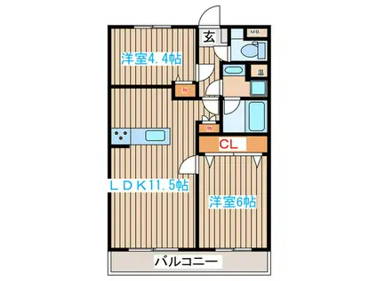 ライフポート松栄(2LDK/3階)の間取り写真