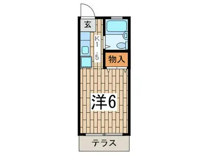 シティーハイツ堀B(1K/1階)の間取り写真