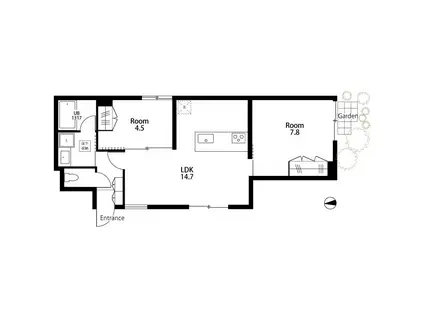 ROJI COURT MOTOKI(2LDK/1階)の間取り写真
