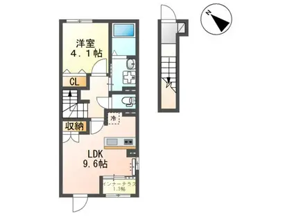 MAISON CHEMIN (1LDK/2階)の間取り写真