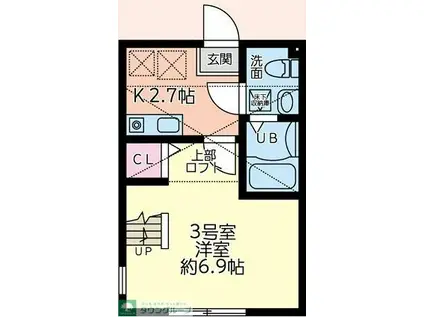 ウエストミモザ(1K/2階)の間取り写真