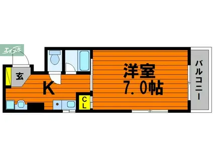 ヴェルメス津島II(1K/4階)の間取り写真