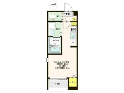 グラン梅島(ワンルーム/1階)の間取り写真