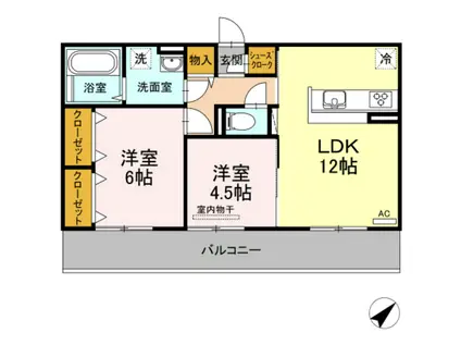 ソフィヤコンフォール(2LDK/2階)の間取り写真