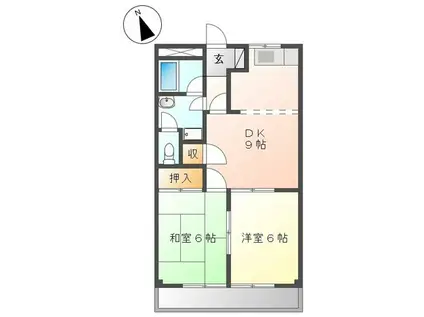 ロイヤルハイツII(2DK/2階)の間取り写真