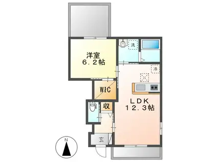 フィオーレYS(1LDK/1階)の間取り写真