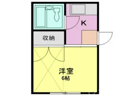 ラムール(ワンルーム/2階)の間取り写真