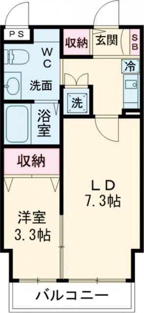 ゴールドライフマンション宇都宮(1DK/3階)の間取り写真
